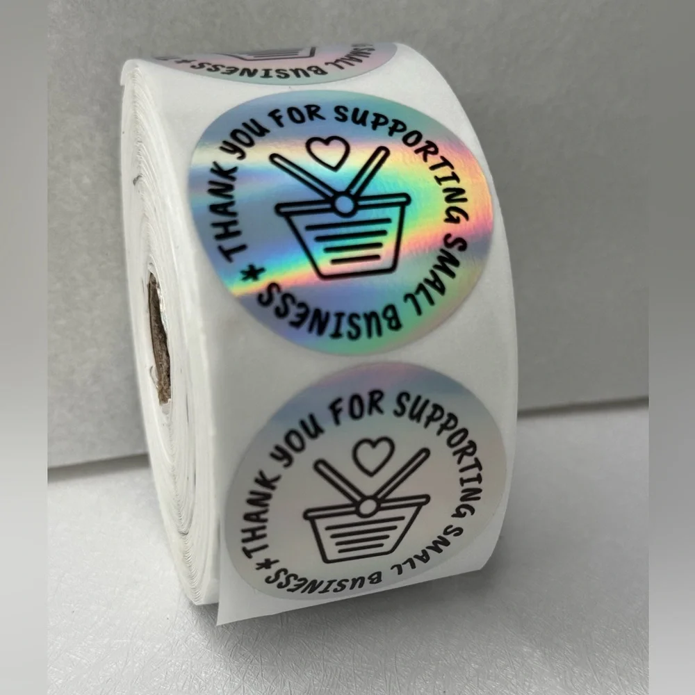 100pcs Thank You Stickers Holographic Small Business Labels 2”